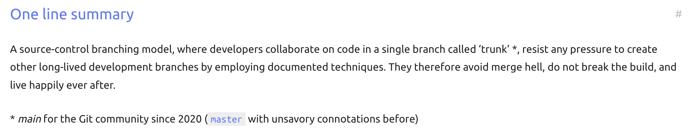 Trunk-based development summary